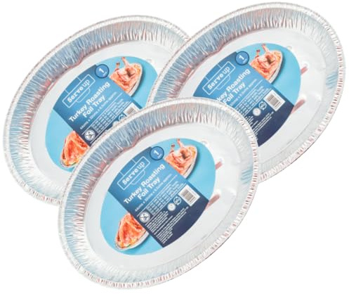 FabFinds Large Tin Foil Turkey Roasting Tray (3 Pack)