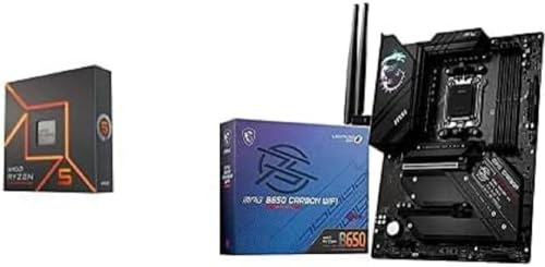 AMD Ryzen 5 7600X Processeur, 6 Cœurs/12 Threads Débridés, Architecture Zen 4, 38MB L3 Cache, 105W TDP, Jusqu'à 5,3 GHz + MSI MPG B650 Carbon WiFi Carte mère, ATX - pour Processeurs AMD Ryzen 7600