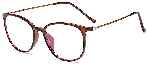 ZUVGEES Mode Runden TR90 Blaulichtfilter Lesebrille für Herren und Damen mit Federscharnier Lightweight Anti-blaue Computerbrille(Braun,000)