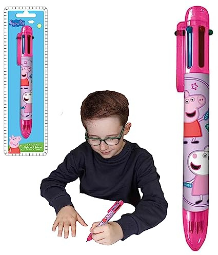 Pepa Pig Kugelschreiber für Kinder und Mädchen, 6 Farben, einziehbarer Stift für Büro, Schulbedarf, Studenten, Kinder, Geschenk, Kinder-Partygeschenke ab 3 Jahren