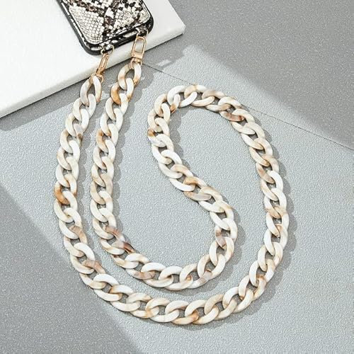 QIUMING 110 cm de Long Style incliné Suspendu chaîne de téléphone Portable Bijoux Mode Acrylique téléphone Sangle Cordon Anti-Perte étui de téléphone Portable lanière