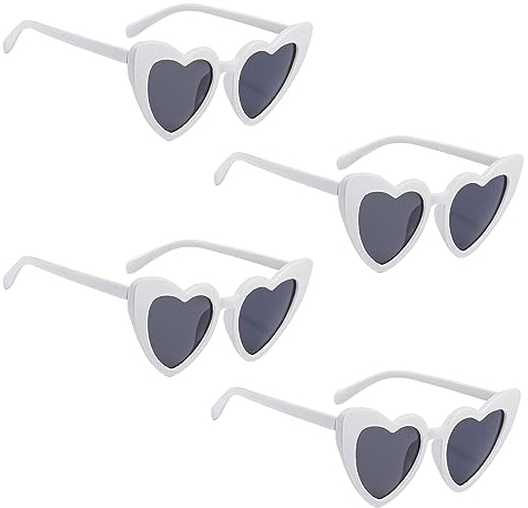 SKHAOVS 4 Paar Herz Sonnenbrille, Hippie Herzförmige Brille, Vintage Katzenauge Sonnenbrille, Lustige Partybrillen, Herz Brille Set, UV400, für Damen Herren