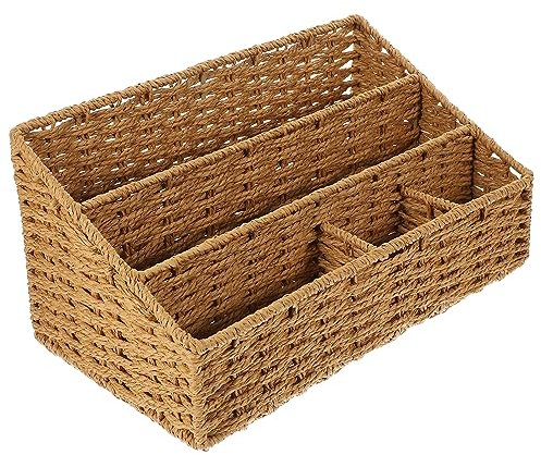 Operitacx Panier De Rangement Tissé Plusieurs Compartiments Organisateur De Bureau Et Salon Boîte Décorative Et Design Élégant Et Pratique Pour Maison Et Bureau