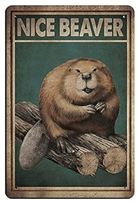 Biber Vintage Metall Blechschild für Zuhause Café Büro Wandkunst Metall Poster Garage Dekor Man Cave Schild