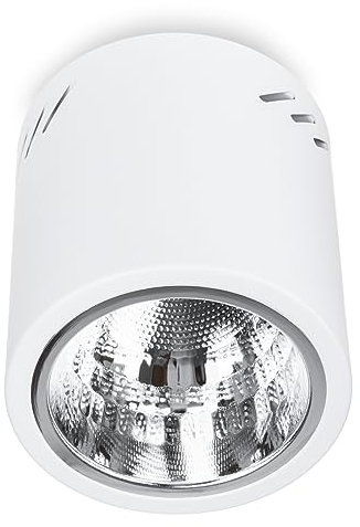 Lumiled Aufbauspot Aufbauleuchte Aufbaustrahler Deckenspot Deckenlampe Spot Aufputz festehend Downlight aus Aluminium rund in weiß E27 Fassung 230V Ø 130mm H: 145mm