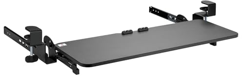Maclean MC-462 Verstellbare Tastaturschublade 67x24cm für Untertisch-Montage mit C-Klemmhalterung Computer-Tastaturständer Maximale Belastung: 5 kg, Höhenverstellung