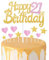 Gold Pink 21st Birthday Cake Topper, Girls 21st Birthday Decorations, Glitter Heart Stars Cake Toppers, Personalised Happy Birthday Cake Cupcake Toppers for Women Girls Baby Birthday Party Supplies