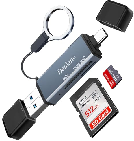 USB 3.0/USB-C SD Kartenleser Dual Stecker TF 3.0/SD 3.0 Card Reader, Highspeed OTG Adapter Kartenlesegerät für SD/Micro SD, Kompatibel mit iPhone 15 Serie, iPad Pro/Air/Mini, MacBook, Samsung, usw.