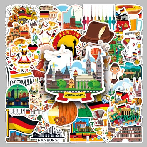 50 Deutschland Reise Aufkleber, Deutsche Symbole Stickers