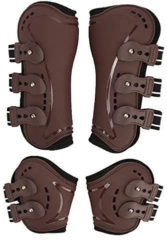 NestNiche Horse Tendon Boots, Open Front Jumping Tendon Horses Boots, PU Shell Tendon Fetlock Brace Guard Boots, Horse Riding Equestrian for Riding Shock Absorbing Jumping Competition (M)