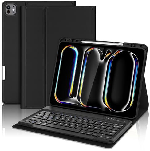 SENGBIRCH Tastaturhülle für iPad Pro 13'' (M4) 2024 – Deutsche QWERTZ-Layout, Kabellose, Abnehmbare Bluetooth-Tastatur, Schutzhülle für iPad Pro 13 Zoll 2024, Schwarz