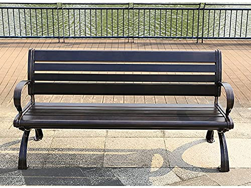 Gartenbänke Parkbank Terrassengartenbank Hinterhofbänke, Parkterrassenbank Außenbank, 3-Sitzer-Balkonsitz mit Rückenlehne und Armlehnen, rostfreie Bank aus komplett gegossenem Aluminium (Größe: 120 c
