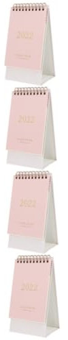 SEWACC 4 Stück Tischkalender 2022 Mini- 2022 Für Den Schreibtisch Wöchentlicher Tischkalender 2022 Jahreskalender Kalenderwand 2022 Tisch-stehpult Zeitplaner Papier Rosa