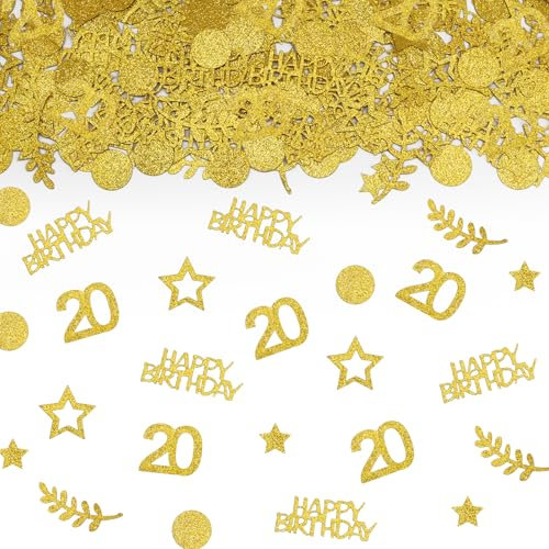 TUZELIYA Konfetti 20 Geburtstag Deko Gold,Tischdeko Deko 20 Geburtstag Frau Mann 200 Stück,20. Geburtstag Deko Konfetti,20.ter Streudeko Geburtstag Konfetti Frauen Männer