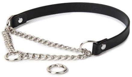 HHAura Schwarzes Lederhalsband mit Kette - Verstellbares Gothic-Halsband für Frauen - Punk Rock Mode - für Cosplay, Parties