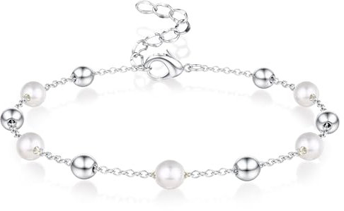 LOLIAS Bracciale Perle Donna Braccialetto Cuore Donna Bracciale Acciaio Donna Oro/Argento Bracciale Ragazza