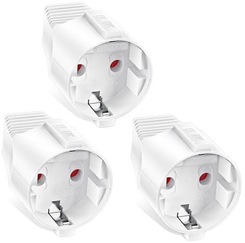 Enchufe Hembra 3 Piezas, Clavija Enchufe Hembra Enchufe Hembra para Cable 10/16A 250V, Schuko Enchufe Hembra Schuko Clavija Enchufe Hembra Blanco Acoplamiento IP20