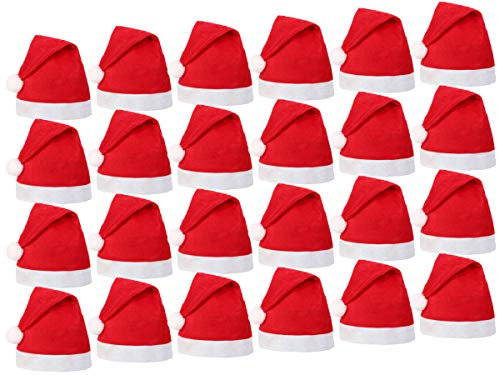Alsino Weihnachtsmütze 24 Stück Weihnachtsmützen Nikolausmütze Weihnachtsmann Mützen rot mit Bommel