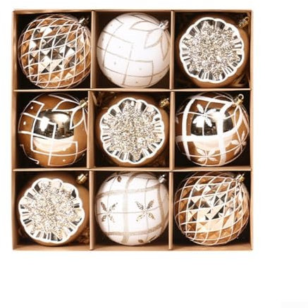 Yuanpgky Glitzernde Weihnachtskugeln, 10 cm, 9 Stück, 10 cm, Dekoration für Weihnachtsbaum, Mini-Weihnachtskugel zum Aufhängen, für Urlaub, Hochzeit, Party, Dekoration (Champagnerweiß)