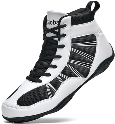 DimaiGlobal Chaussures de lutte pour homme - Chaussures de boxe - Semelle zéro goutte - Chaussures de combat montantes - Chaussures de fitness, taekwondo, karaté, arts martiaux, haltérophilie,