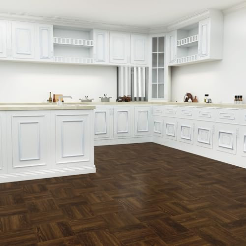FLOREXP Vinyl Flooring - 40 Packs Self Adhesive Floor Tile with Wood Effect 1.5mm Thick 30.5×30.5cm Peel and Stick Floor Tiles Waterproof for Living Room, Bedroom,Bathroom(3.72m²,Dark Brown Wood)