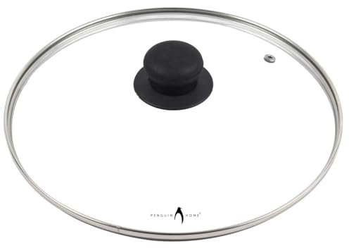 Penguin Home 16cm Toughened Glass Lid with Bakelite Knob - Perfect for Saucepan, Durable and Stylish Cookware Lid