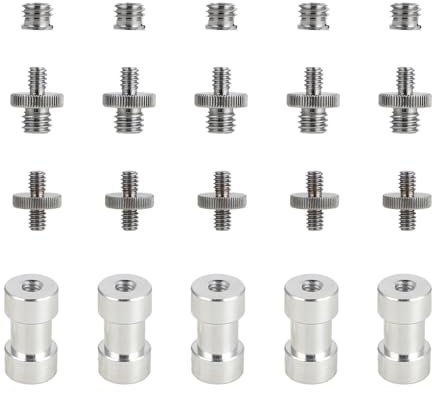 20 pezzi per fotocamera a vite per treppiede – 1/4 a vite 3/8 – per treppiede, monopiede testa sferica, supporto luce – Adattatore per testa treppiede, filettatura maschio