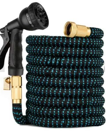 100FT Expandable Garden Hose Pipe,Flexible Expanding Magic Hose with Fittings,Garden Hose with 8 Function Spray Nozzle Expandable Hose Design & Spray Nozzle Included (Blue)