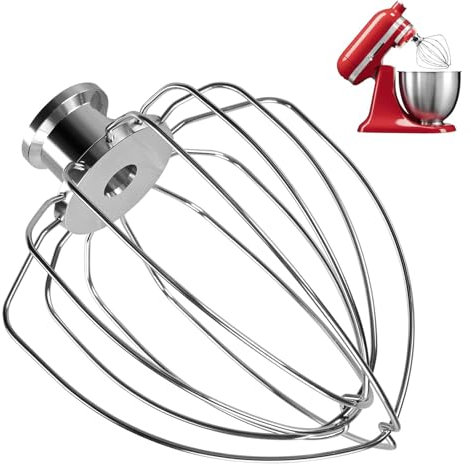 Wire Whip for KitchenAid 4.5-5 Quart Tilt-Head Stand Mixers for Artisan Series & Classic Series Stainless Steel Attachment Egg Cream Stirrer, Cakes Mayonnaise Whisk(Dishwasher Safe)