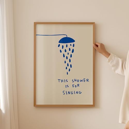 lianyibo Kunstdruck „Shower Is For Singing“, Retro-Druck, Badezimmer-Zitat-Poster, lustiges Poster, trendiges ästhetisches Badezimmer-Dekor, 20 x 30 cm Rahmen
