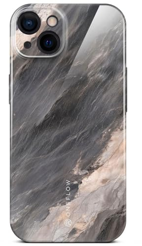 ONEFLOW Bliss Cover für iPhone 13 Hülle in Marmor Optik, Designer Case Handy Schutzhülle mit Kameraschutz, Muster Hardcase Glitzer Handyhülle marmoriert, Stein Grau
