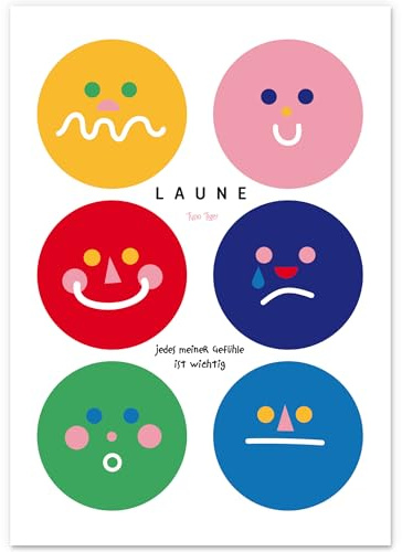 Typo Tiger Laune Mood Kunstdruck Spruch Poster Giclée Kinder Plakat Gefühle Typografie Kinderzimmer (02 Vibrant, 50x70cm)