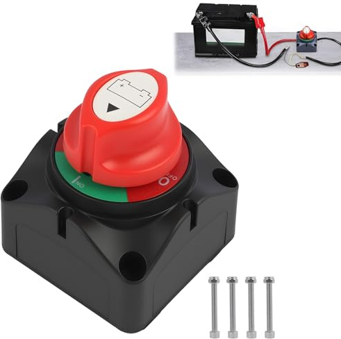 12V-24V Coupe Circuit, 300A Interrupteur Déconnexion Batterie, ON/OFF Isolateur de Batterie, Hauptschalter Étanche pour Véhicules et Bateaux, Convient pour Auto, Moto, Yacht, KFZ, Marine