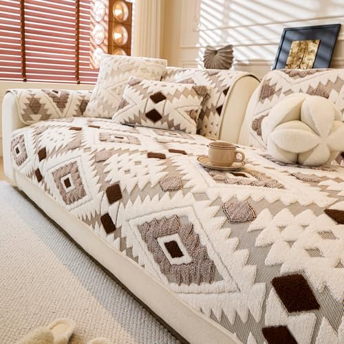 WEYOND Plüsch Sofa Überzug & Sofabezug, 90 x 160 cm, Kaffee | Geeignet für Sitzbezug, Rutschfeste Sofaüberwurf & Couch Überzug für Hunde, Sofa Cover für 2 3 4-Sitzer