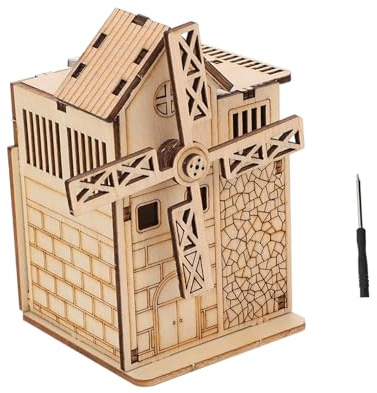 TOYANDONA Holzpuzzle Spieluhr Windmühle Kinder Spielzeugset Aus Holz Mit Motor Und Schraubendreher Fördert Kreativität Und Praktisches Denken Für Kinder