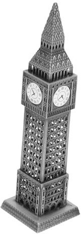 ROMISBABA Big Turm Modell aus Hochwertiger Kompakte Architektur Skulptur Silbernes Metall Gebäude Ornament Stilvolle Wohnkultur als Hausgeschenk und Dekoration für Familie und