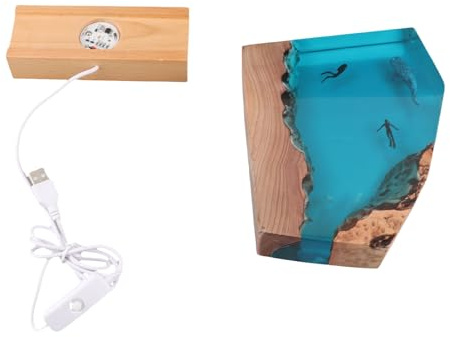 Haofy Nachttischlampe aus Epoxidharz, Handgefertigte Meeresszenenleuchte, Atemberaubendes Walhai- für Schlafzimmer und Büro