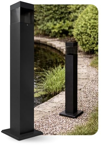 SSC-LUXon RABELA Pollerleuchte schwarz eckig 50cm IP44 für G9 | Standleuchte 50cm eckig für den Garten - für Wege, Einfahrt & Terrasse, wetterfest IP44, für G9 (ohne Leuchtmittel)