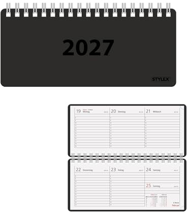 Livepac-Office Spiral-Taschenkalender 2027 / ca. 8 x 18 cm/Farbe: schwarz