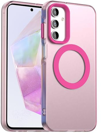 Techsuit für Samsung Galaxy A35 5G Hülle mit Soft Touch, Magnetring Kompatibel, Stoßfest, Verstärkte Ecken, Kameraschutz, Erhöhte Kanten, CandyCase Magnetic, Soft TPU, Rosa