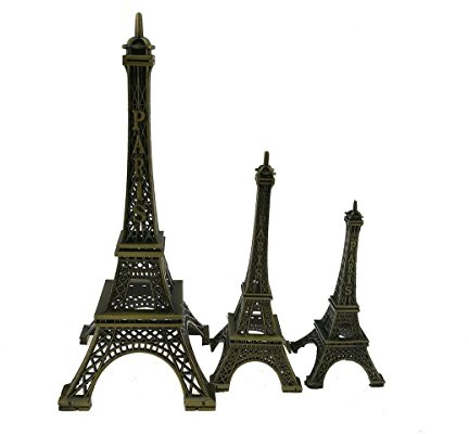 Winterworm 3er-Pack Vintage Eiffelturm Architektur Bronze 3D Craft Art Statue Model Replica des berühmten Paris Landmark Ornament für Cake Decor Desk Dekoration
