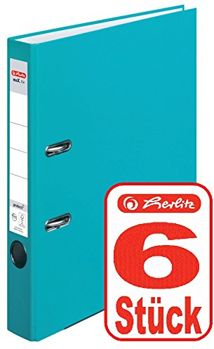 Herlitz Ordner maX.file protect A4 5cm, PP-Folienbezug beschichtet, mit Wechselfenster (türkis | 6er)