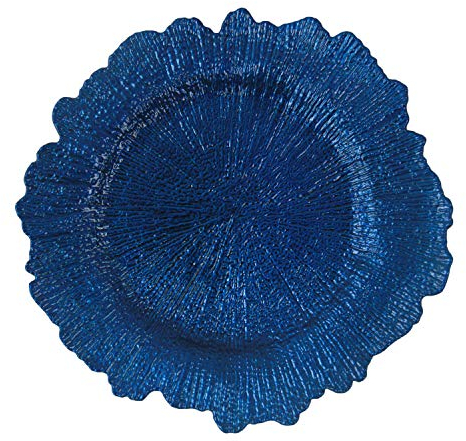 WELMATCH Piatti di plastica blu in plastica, 12 pezzi, 33 cm, rotondi, in spugna, per decorazioni per feste di nozze (blu, 12)