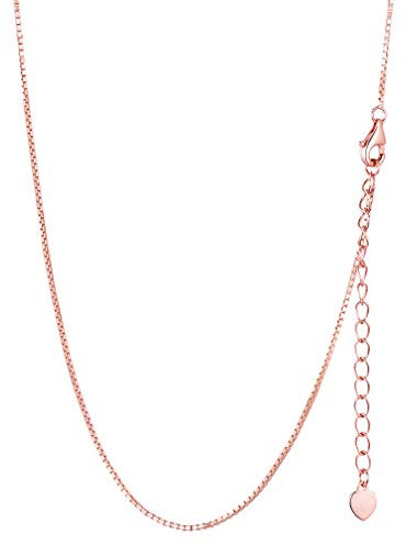 PROSILVER Chaîne Fine Collier Femme Argent Plaqué Or Rose - Maille Vénitienne 1mm 55cm - Steling Silver Box Chain Necklace pour Pendenitf Bijoux Accessoire Jeune Fille