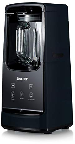 BioChef Astro Vakuum Mixer - Smoothie Maker Standmixer - 1000 W, 22000 U/Min, Glas Behälter, Manuelle Geschwindigkeitsstufen einstellbar von 1-9, Impuls/Reinigung Funktion (Schwarz)