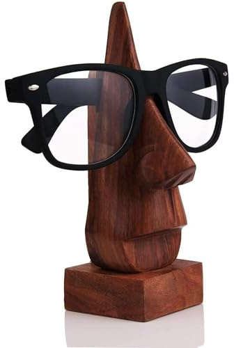 Handmade Nose Shaped Wooden Spectacle Holder Eye wear Retainer Holder Home Desk Decor 6 Inch Display Stand