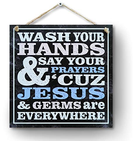 CARISPIBET Wash you hands and say your prayers | Bathroom signs Decor Wall Art faith & belief religious signs home decoration signs 8 x 8''