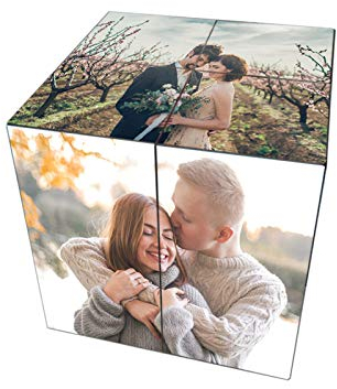 Coudf Personalisierte 6/9 Foto Kunststoff Würfel Würfel Faltbare Neuheit Fotorahmen Album Liebe Erinnerung Einzigartige Valentinstag Geburtstag Vatertag Jubiläumsideen (9 Fotos)