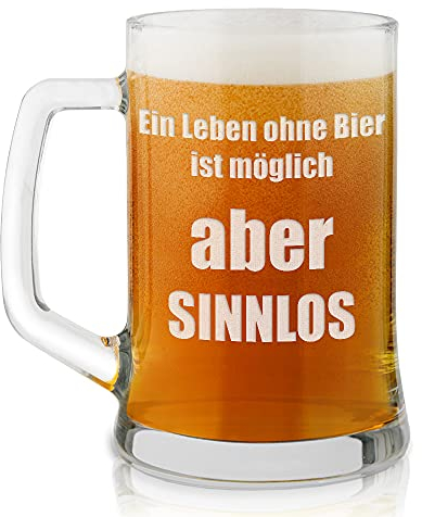 Maverton Bierkrug mit Gravur - personalisiert - 500 ml - Weihnachtsgeschenke - Geburtstagsgeschenk für Herren - Geschenkidee für Bierfreunde - Vorliebe