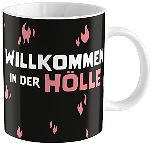 Sheepworld 46981 Zaubertasse Willkommen in der Hölle, Porzellan, 35 cl, mit Geschenkbox Tasse, 350 milliliters, Rot